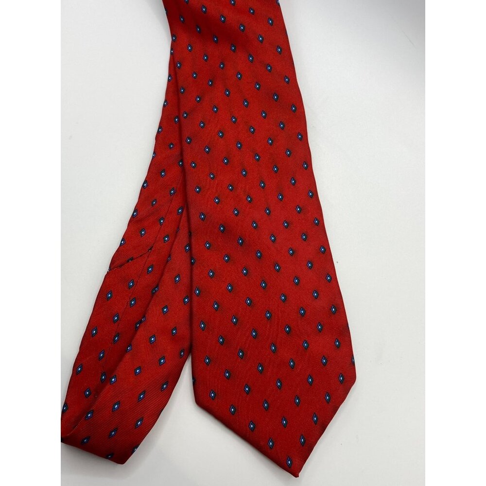 Hardy Amies Red Silk Diamond Pattern Necktie For Men